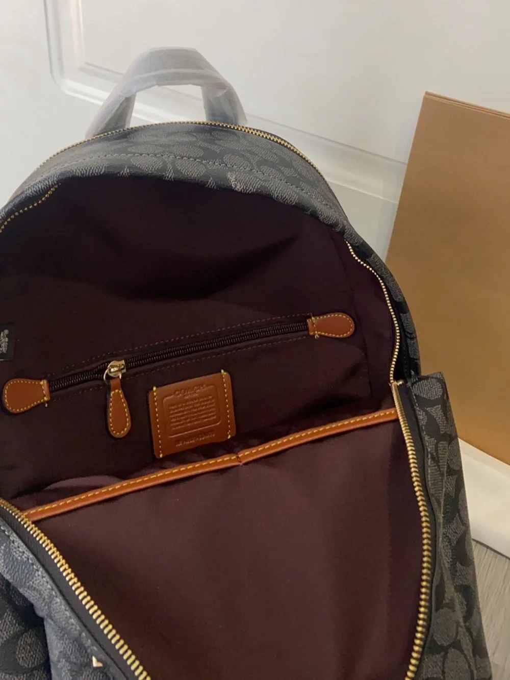 Coach Black Signature Mini Backpack with Gold Hardware